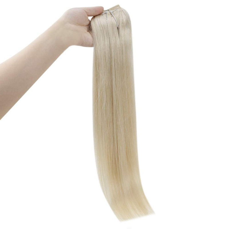 Halo-extensies van 100% echt haar Platinablond #60 100 g draadverlenging