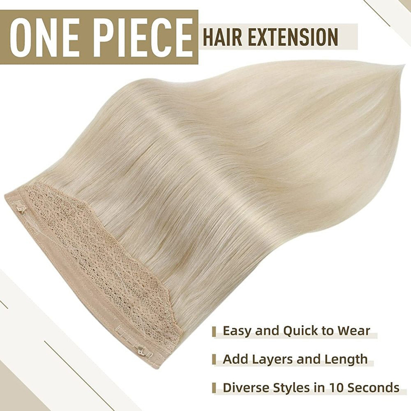 Halo-extensies van 100% echt haar Platinablond #60 100 g draadverlenging