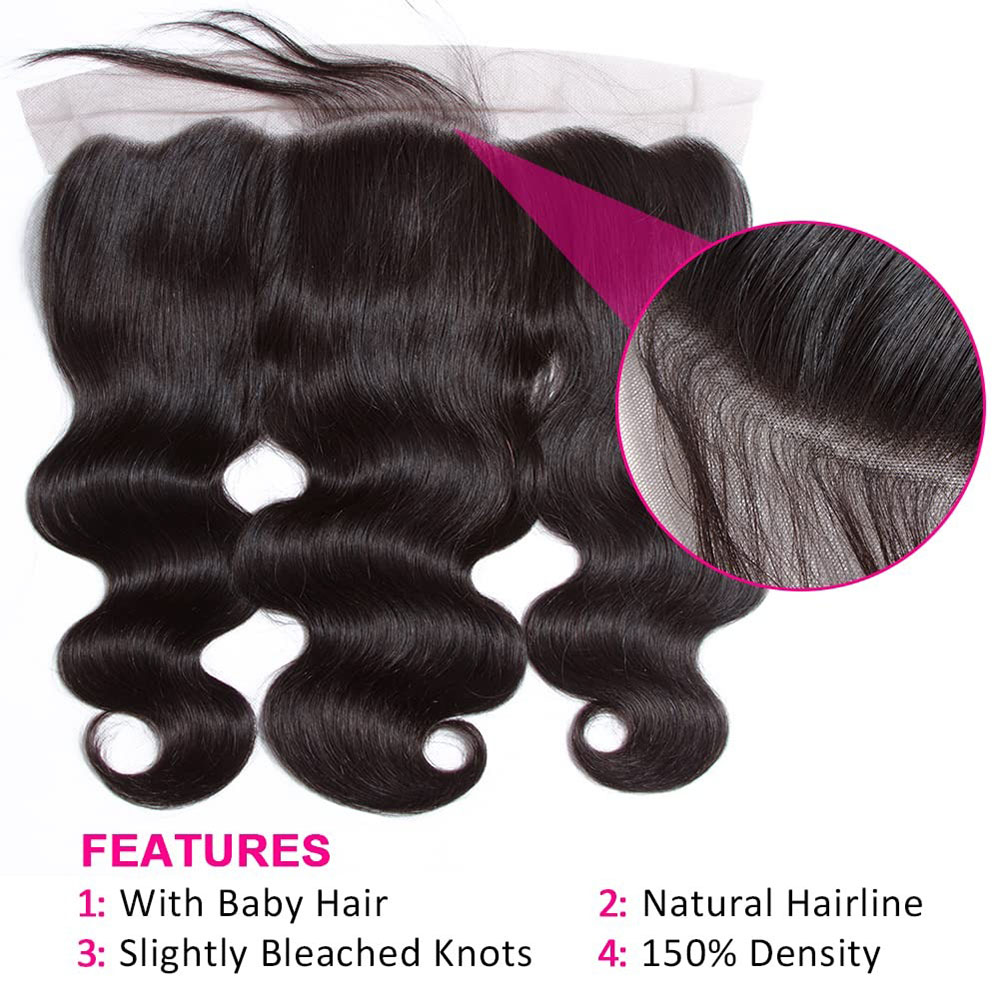 13x4 HD Kant Frontale Body Wave Sluiting 130% Dichtheid Maagd Menselijk Haar