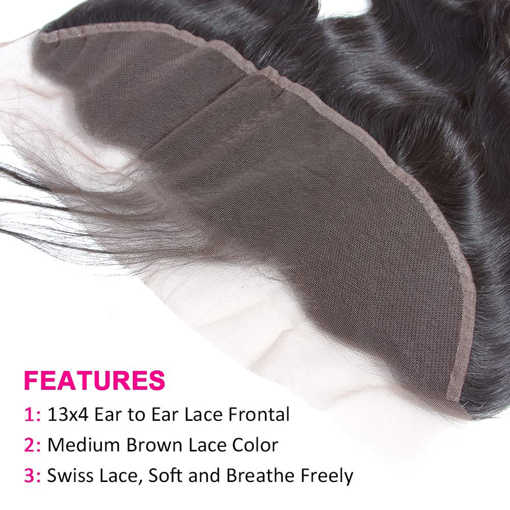 13x4 HD Kant Frontale Body Wave Sluiting 130% Dichtheid Maagd Menselijk Haar
