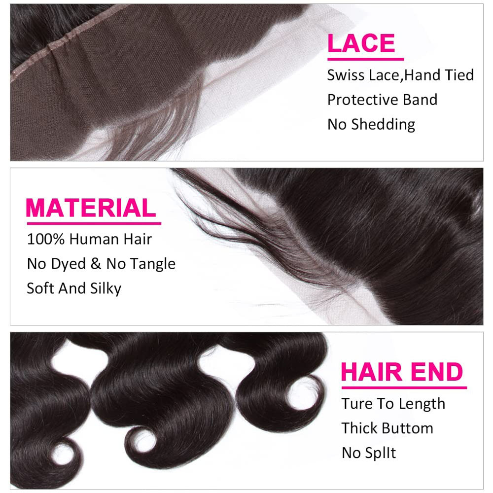 13x4 HD Kant Frontale Body Wave Sluiting 130% Dichtheid Maagd Menselijk Haar