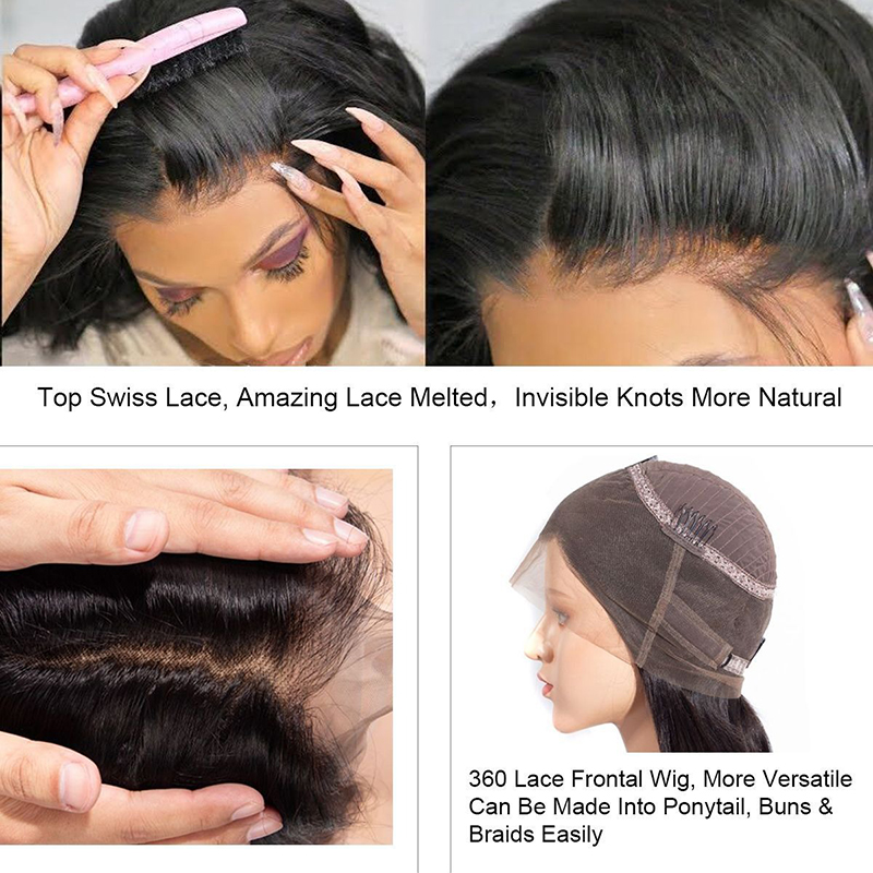 360 kant frontale pruiken Body Wave menselijk haar met babyhaar 180% dichtheid
