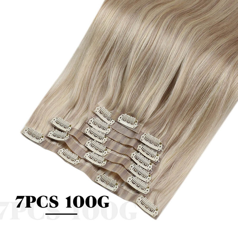 Ash Blonde PU Naadloze Clip In Remy Human Hair Extensions (#P18/613)