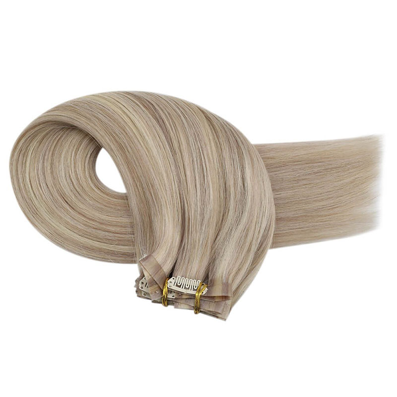 Ash Blonde PU Naadloze Clip In Remy Human Hair Extensions (#P18/613)