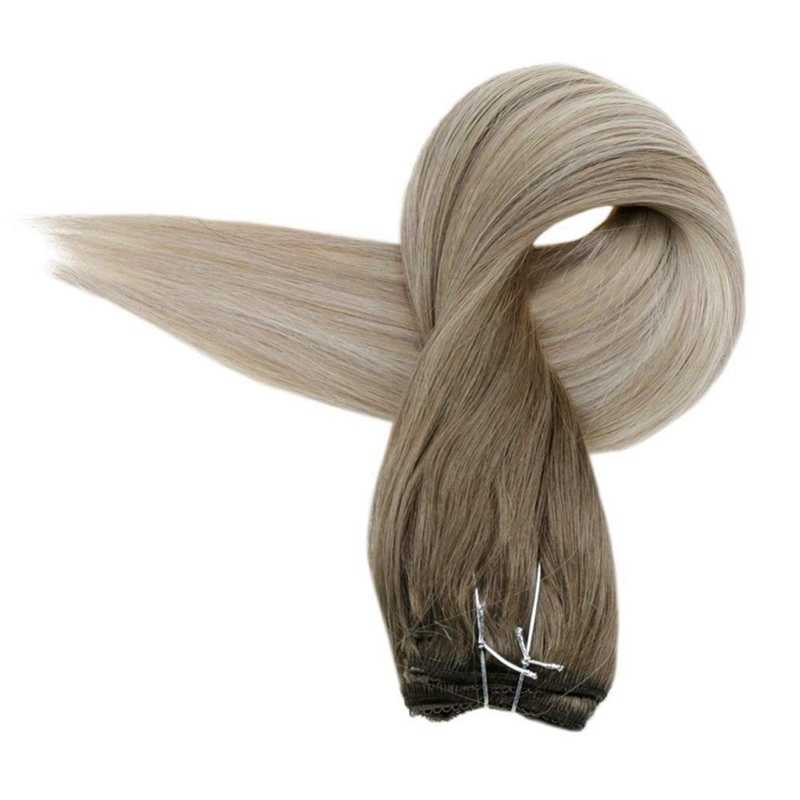 Balayage Halo Hair Extensions Menselijk haar Bruin en blond #8/60/18