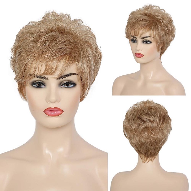 Blonde synthetische pruiken voor vrouwen Gemengde kleur Pixie Cut dagelijkse pruiken