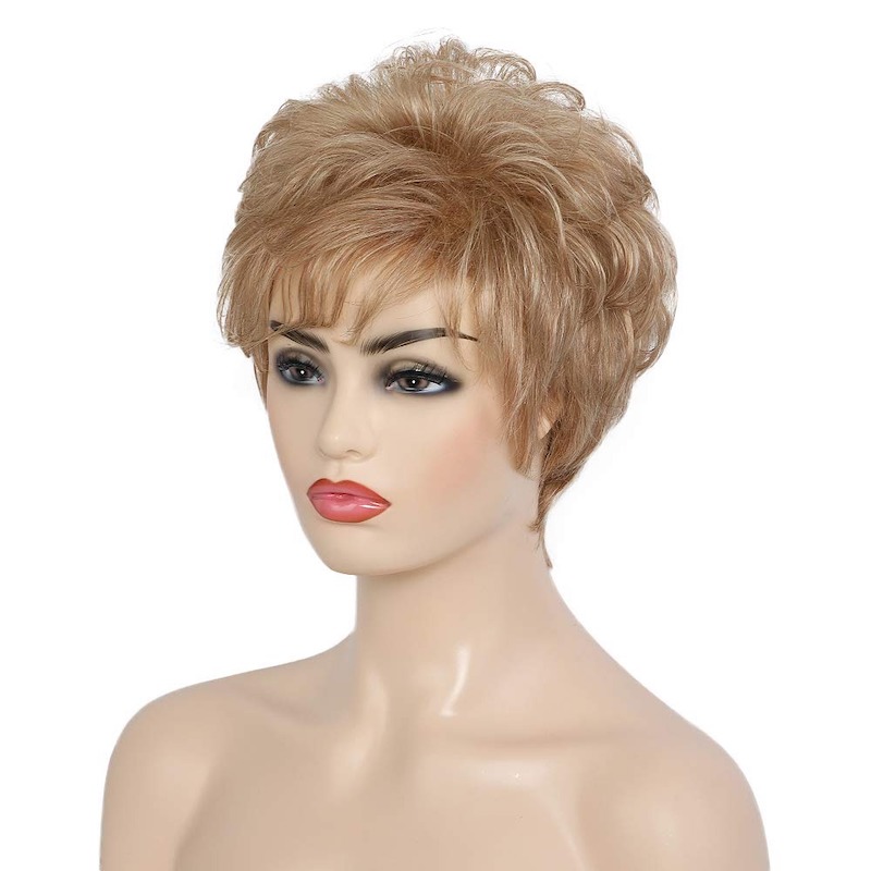 Blonde synthetische pruiken voor vrouwen Gemengde kleur Pixie Cut dagelijkse pruiken