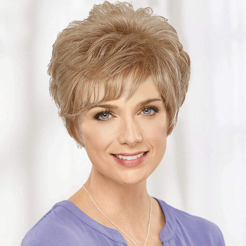 Blonde synthetische pruiken voor vrouwen Gemengde kleur Pixie Cut dagelijkse pruiken