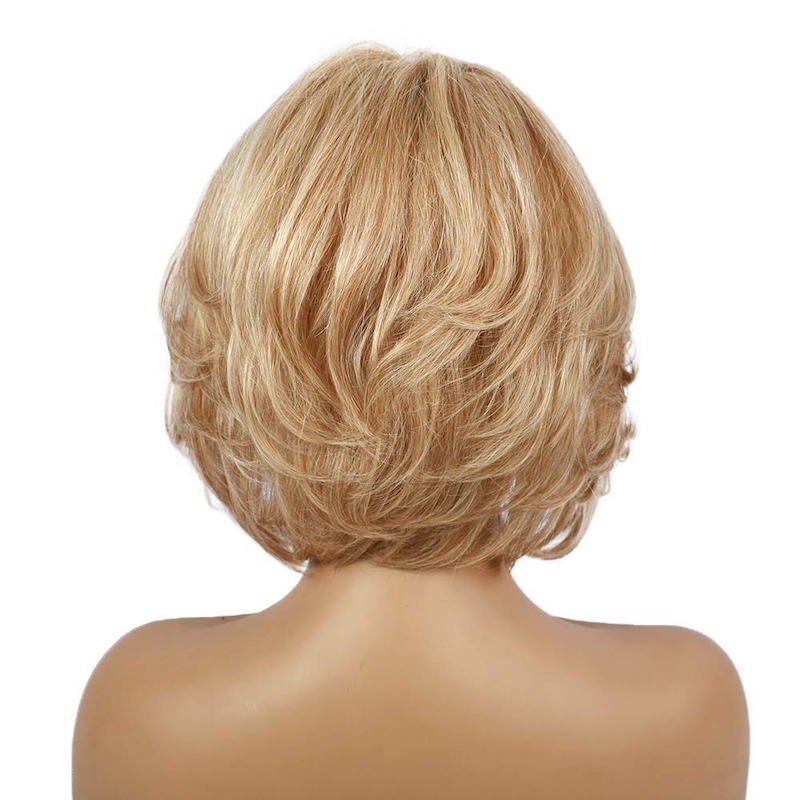 Blonde pruiken voor vrouwen Gezonde synthetische vezel gelaagde pruik zijdeel