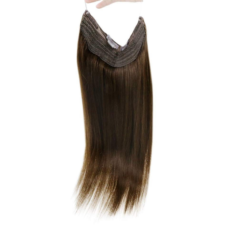 Donkerbruin #4 Halo-extensie van echt haar 100 g onzichtbare halo-haarextensies