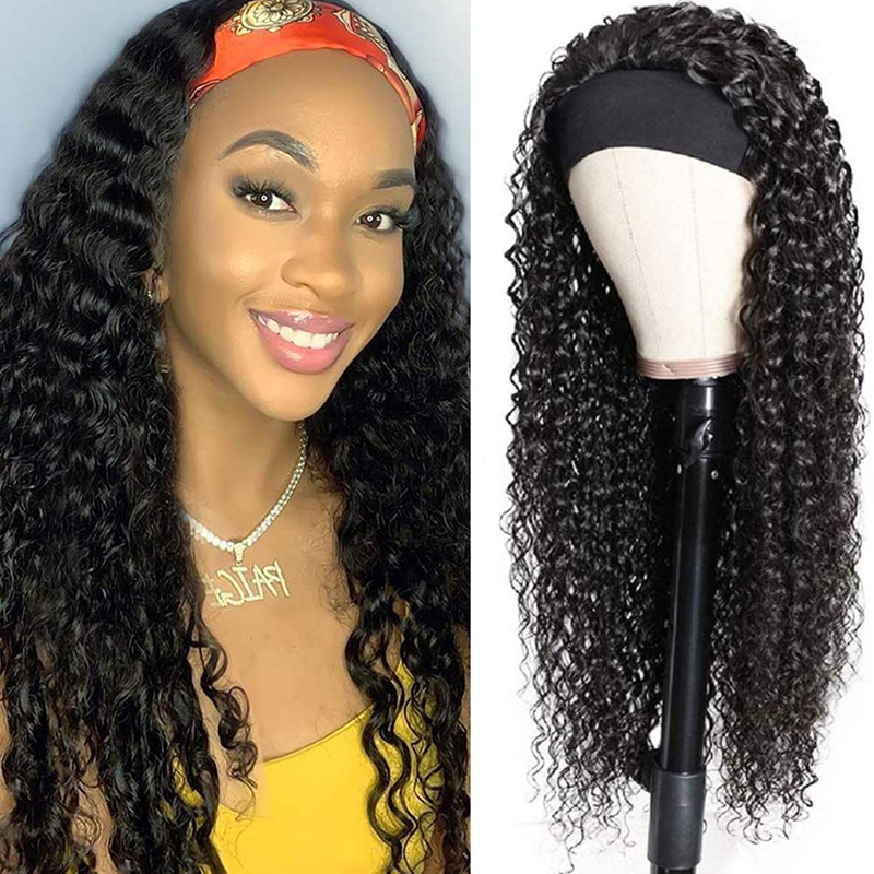 Diepe Golf Hoofdband Pruiken Menselijk Haar Geen Lace Wigs 150% Dichtheid Met Babyhaar