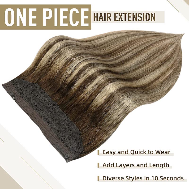 Halo Hair Extensions Bruin Highlight Blonde Fish Wire Extensions #4/27/4