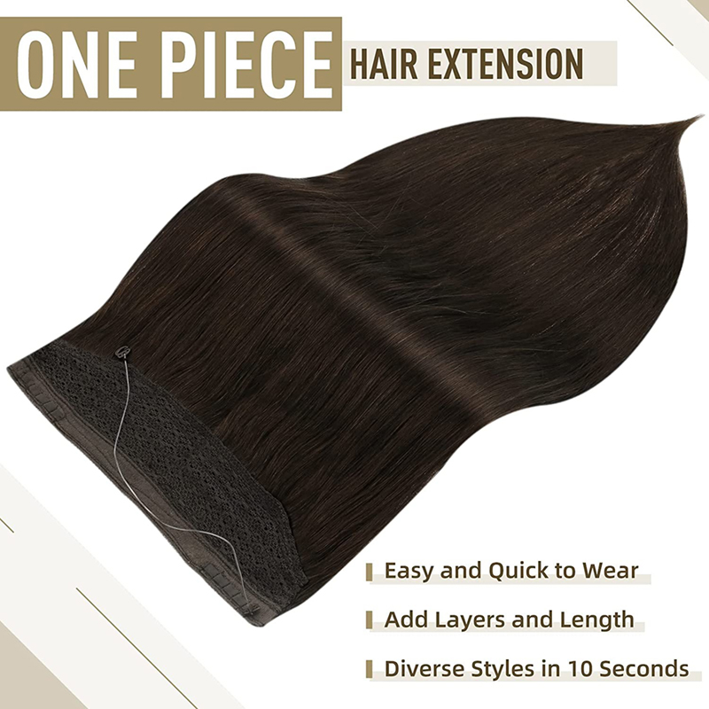 Halo Hair Extensions Donkerbruin #2 Onzichtbare visdraadextensies