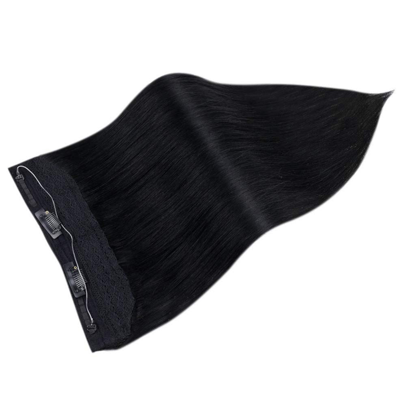 Halo Human Hair Extension 100g Jet Black #1 Onzichtbare Halo Hair Extensions