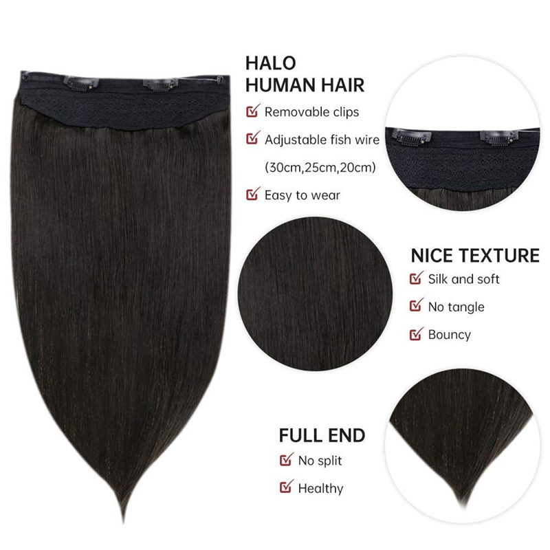 Halo Human Hair Extension 100g Off Black #1B Onzichtbare Halo Hair Extensions