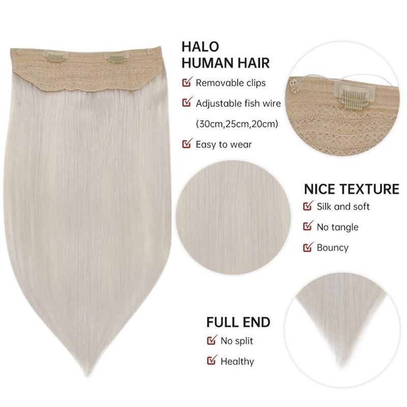 Halo Human Hair Extensions IJsblond #1000 Onzichtbare Halo-haarextensie