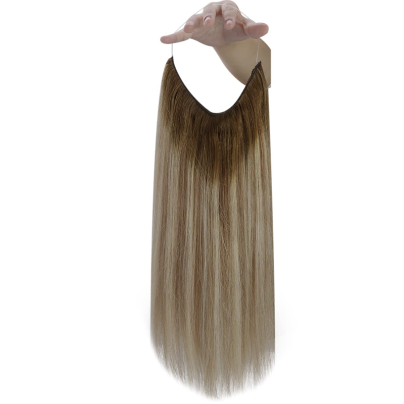 Onzichtbare draadhaarextensions Echt haar Ombre bruin en blond 100 g
