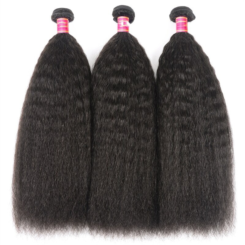 Kinky steil haarweefsel 3 bundels Maagdelijk haarinslagextensies