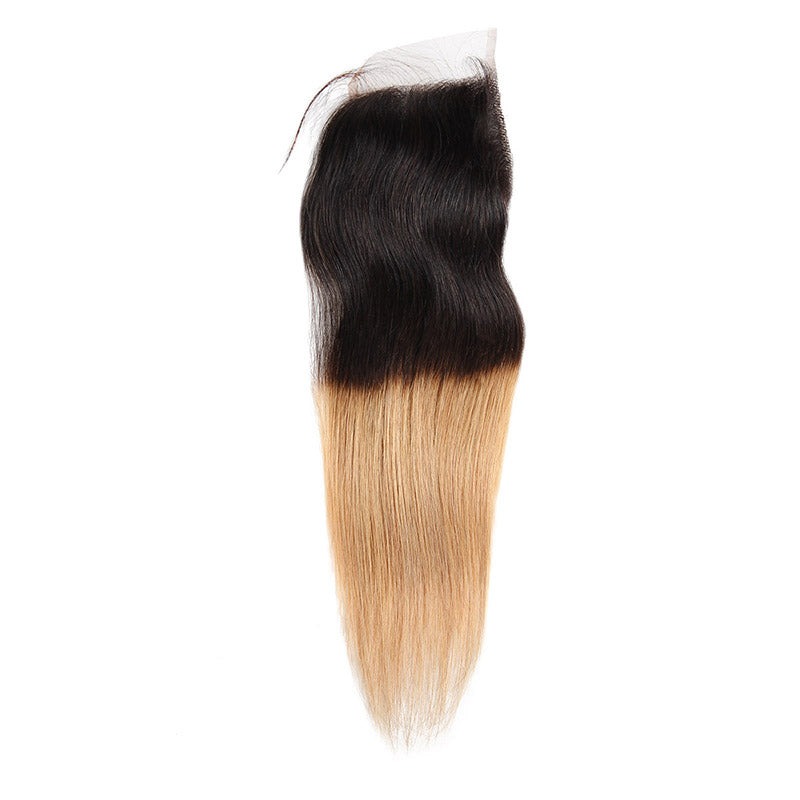 Ombre T1B/27 100% maagdelijk menselijk haar Rechte 3 bundels met 4x4-kantsluiting