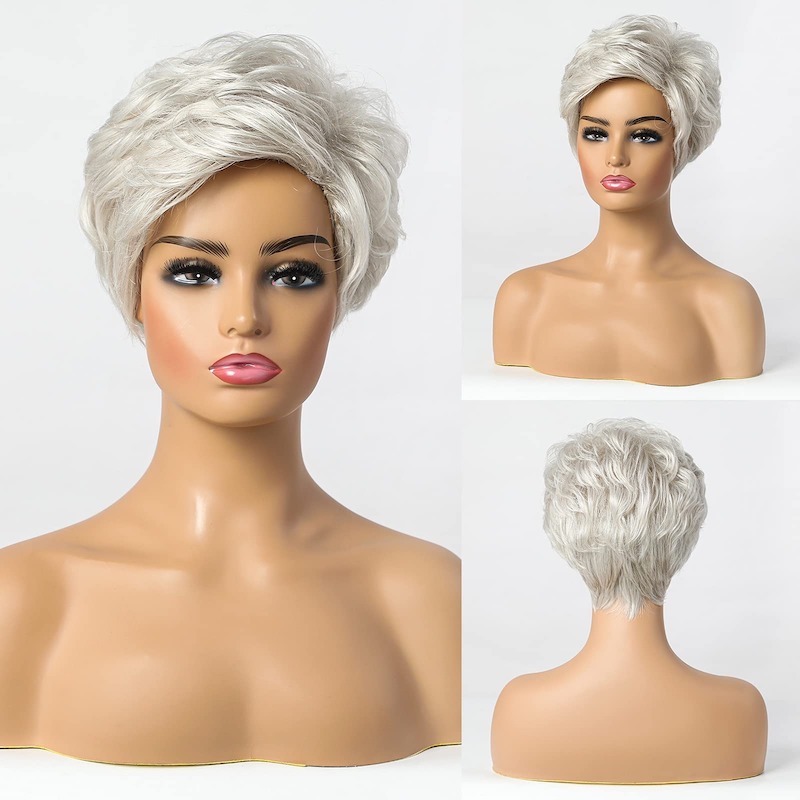 Pixie Cut Pruik Korte Zilvergrijze Pruiken voor Vrouwen Natuurlijke Gelaagde Haarpruik