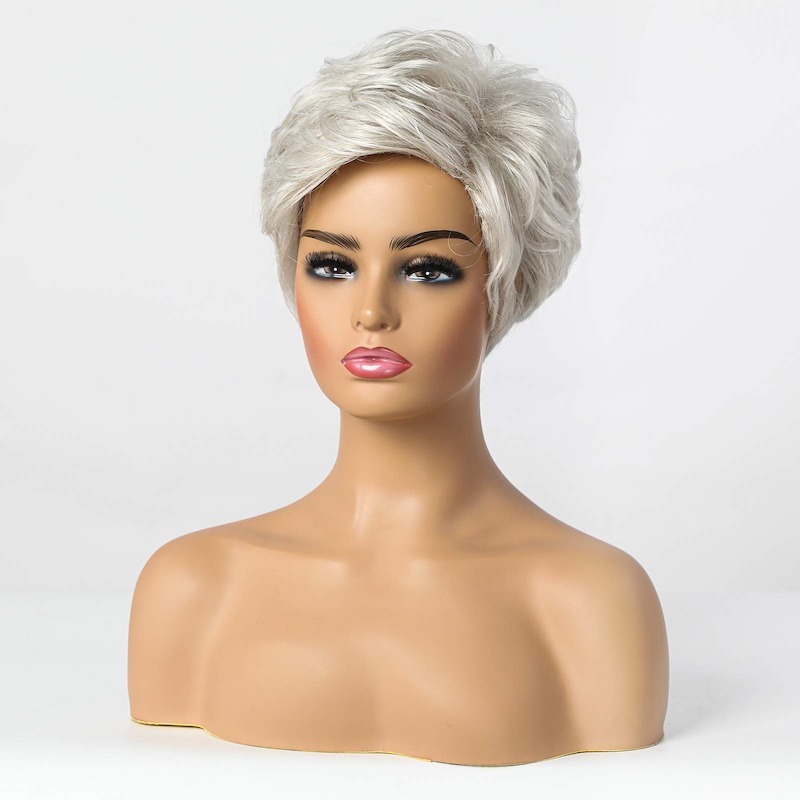Pixie Cut Pruik Korte Zilvergrijze Pruiken voor Vrouwen Natuurlijke Gelaagde Haarpruik