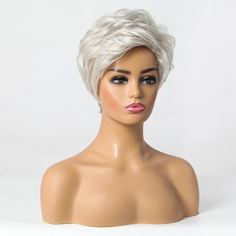 Pixie Cut Pruik Korte Zilvergrijze Pruiken voor Vrouwen Natuurlijke Gelaagde Haarpruik