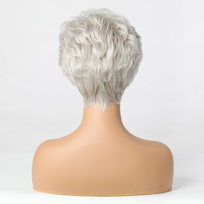 Pixie Cut Pruik Korte Zilvergrijze Pruiken voor Vrouwen Natuurlijke Gelaagde Haarpruik