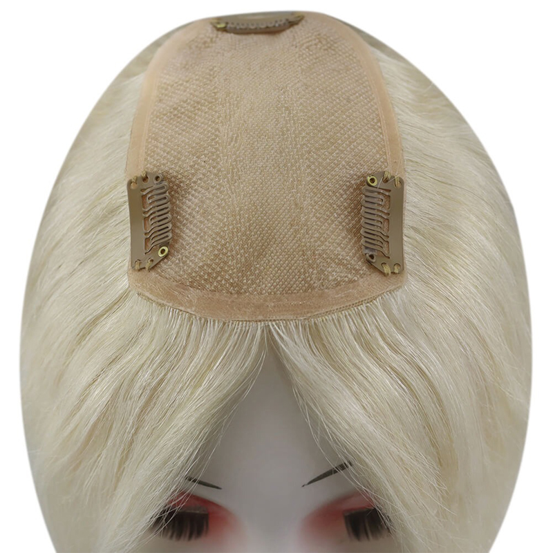 Platinum Blonde #60 Mono Human Hair Topper 3X5 Inch Haarstukje