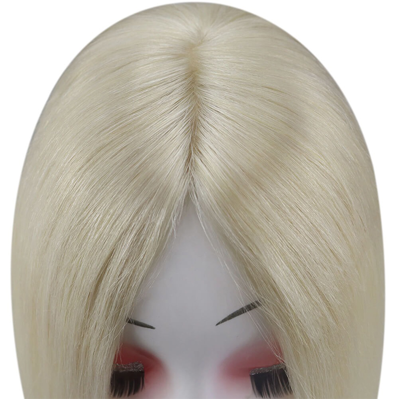Platinum Blonde #60 Mono Human Hair Topper 3X5 Inch Haarstukje