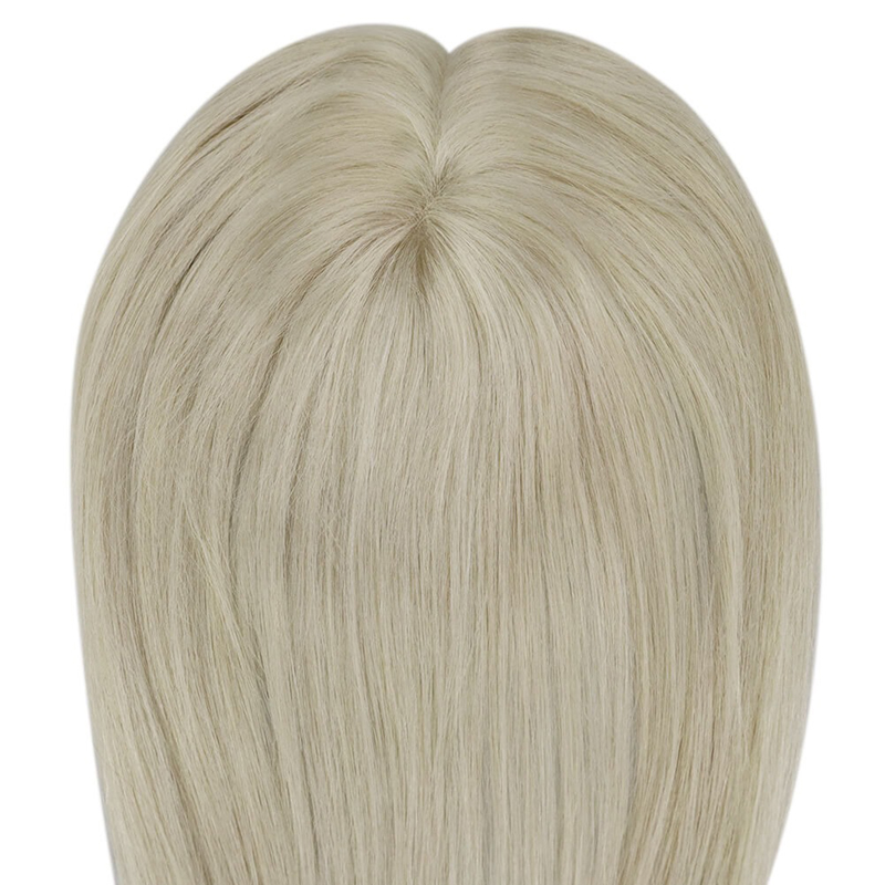 Platinum Blonde #60 Mono Human Hair Topper 3X5 Inch Haarstukje