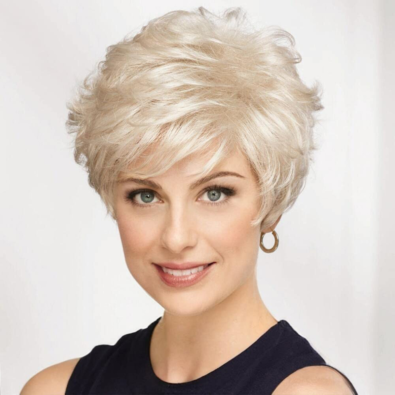 Platinablonde pruiken voor vrouwen Synthetische Pixie Cut-pruik met knal