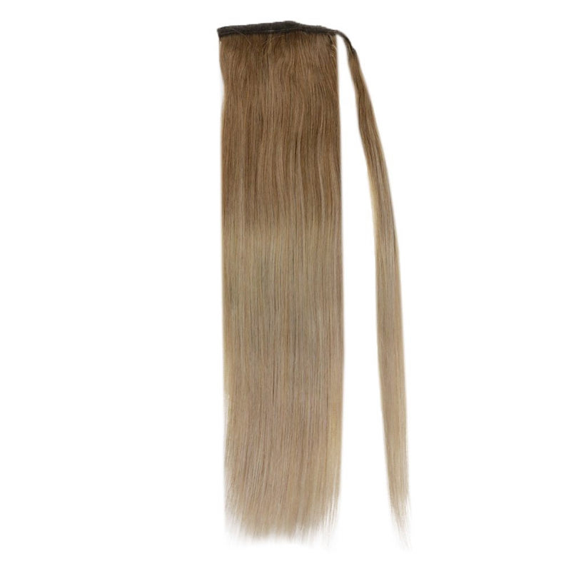 Paardenstaartverlenging Menselijk haar Balayage Bruin #10/14 100G Clip In Straight