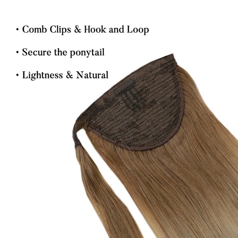 Paardenstaartverlenging Menselijk haar Balayage Bruin #10/14 100G Clip In Straight