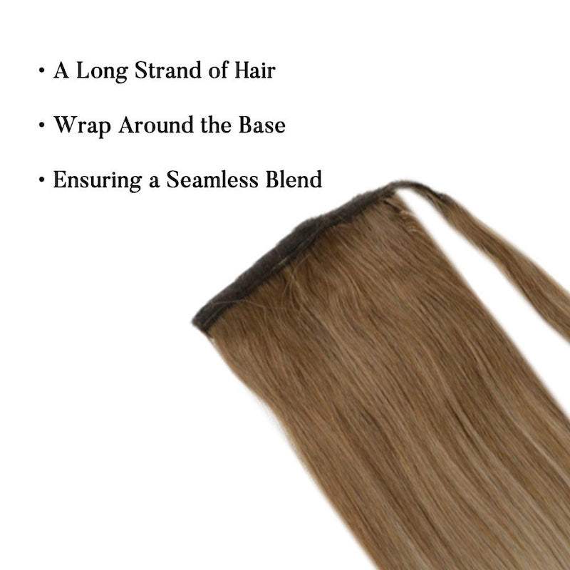 Paardenstaartverlenging Menselijk haar Balayage Bruin #10/14 100G Clip In Straight