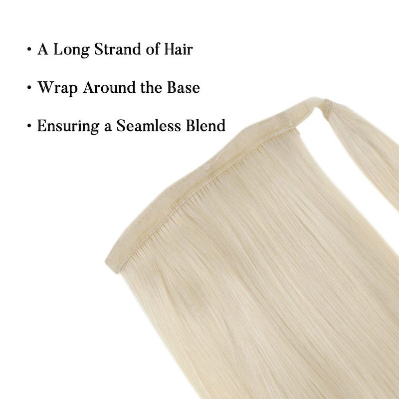 Paardenstaartverlenging Echt haar Platinablond #60 100G Clip-in-extensie