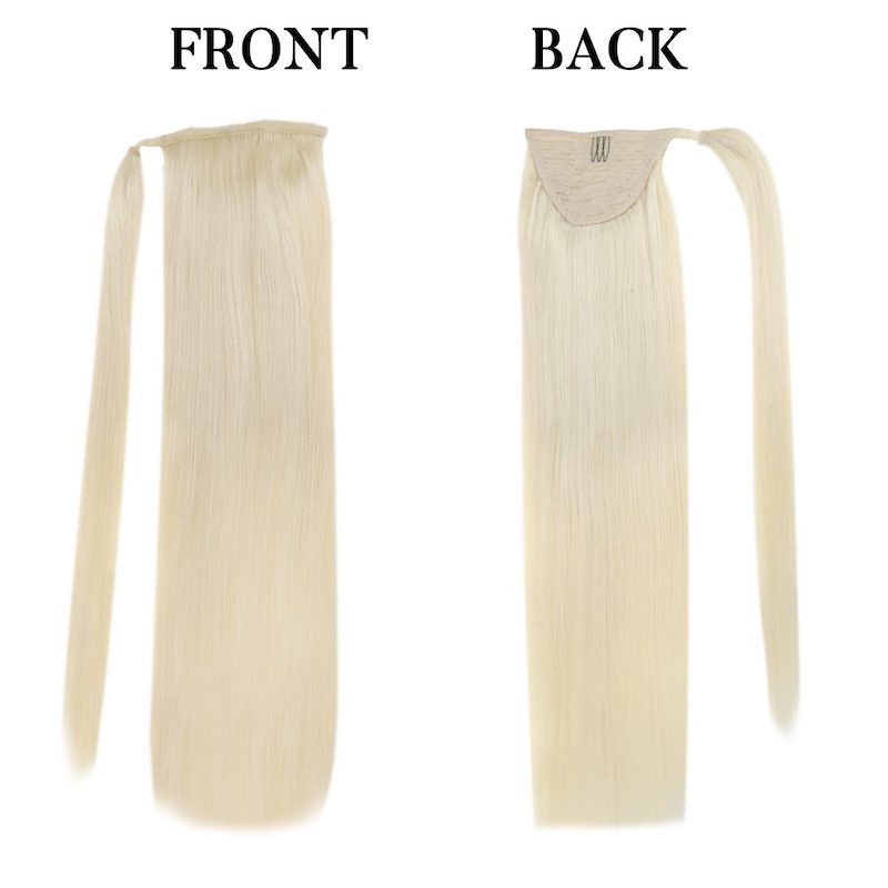 Paardenstaartverlenging Echt haar Platinablond #60 100G Clip-in-extensie
