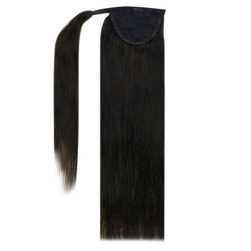 Paardenstaart Echt haar Clip in haarstuk Paardenstaartverlenging #1B Natuurlijk zwart