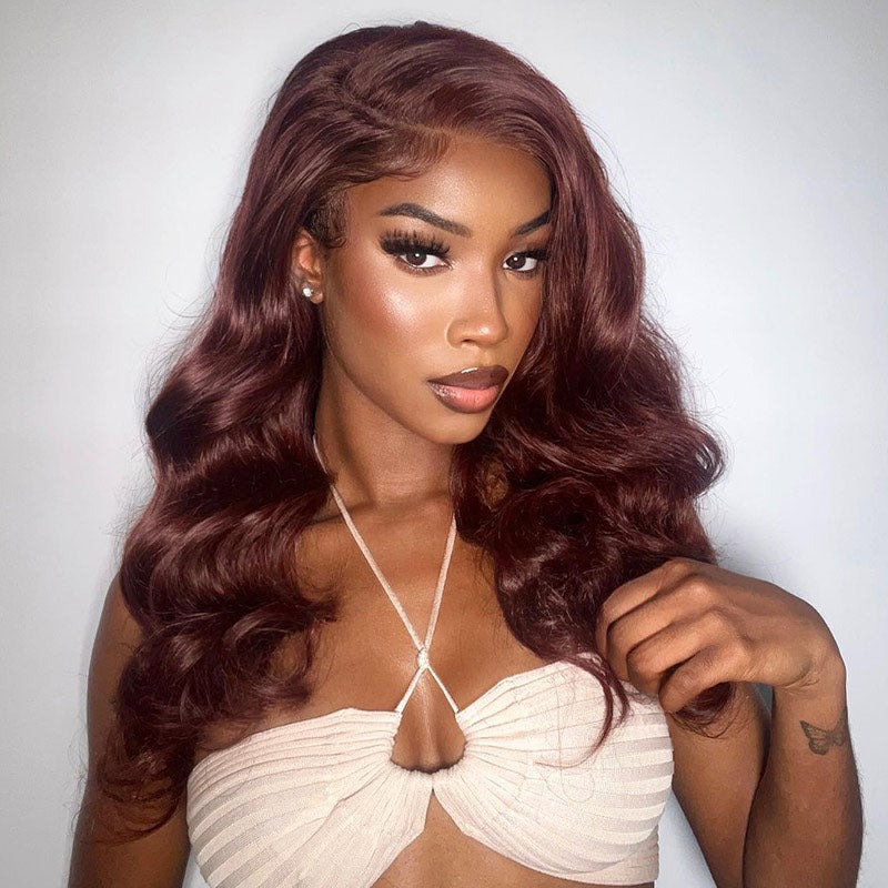 Roodachtig bruin Body Wave pruik 5x5 HD Lace pruik C deel menselijk haar pruiken