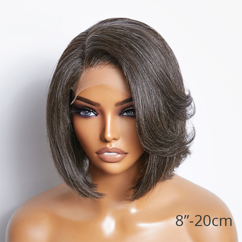Zout & Peper Zijdeel Bob Style Lijmloze 4x4 Sluiting Lace Wig