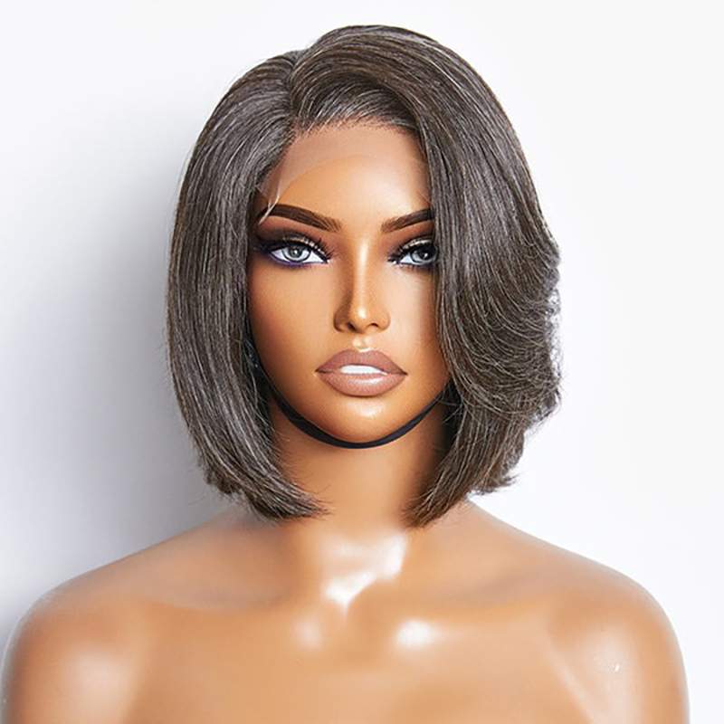 Zout & Peper Zijdeel Bob Style Lijmloze 4x4 Sluiting Lace Wig