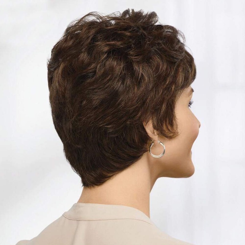 Korte bruine haarpruiken voor vrouwen gemengd met Fiber Pixie Cut-pruik