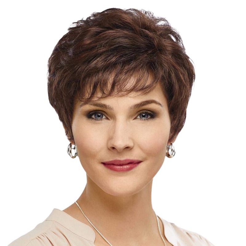 Korte bruine haarpruiken voor vrouwen gemengd met Fiber Pixie Cut-pruik