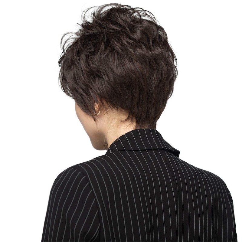 Korte donkerbruine synthetische pruiken voor dames en Lady Pixie Cut dagelijkse pruik