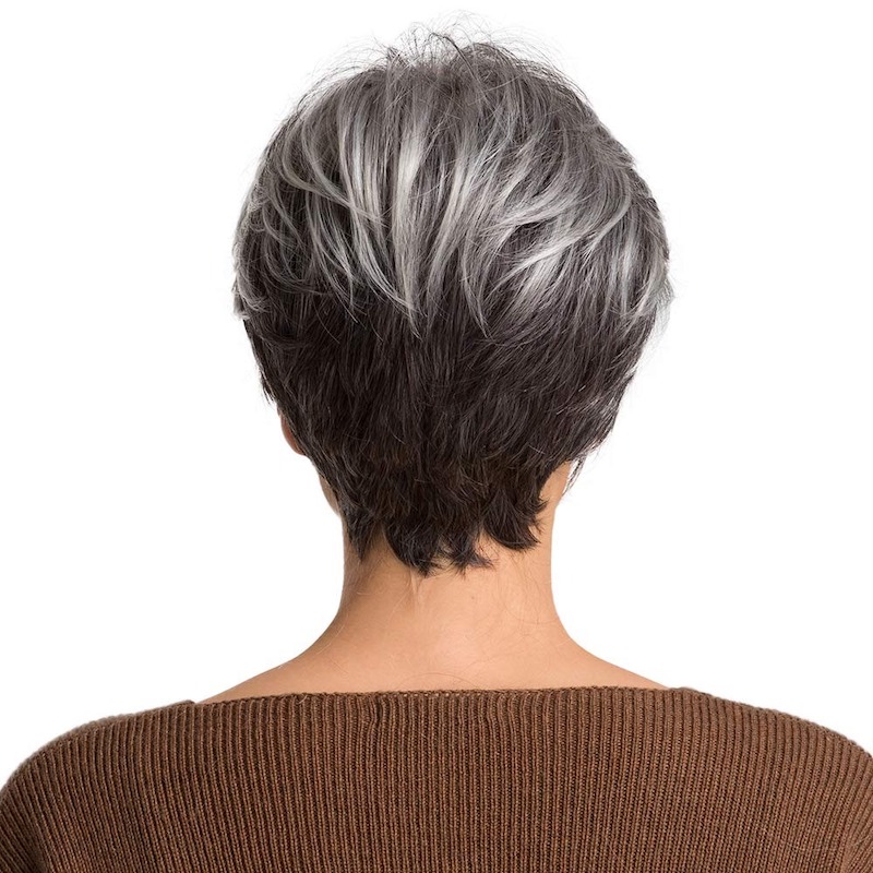 Korte grijze zout en peper synthetische pruiken Pixie Cut dagelijkse pruik