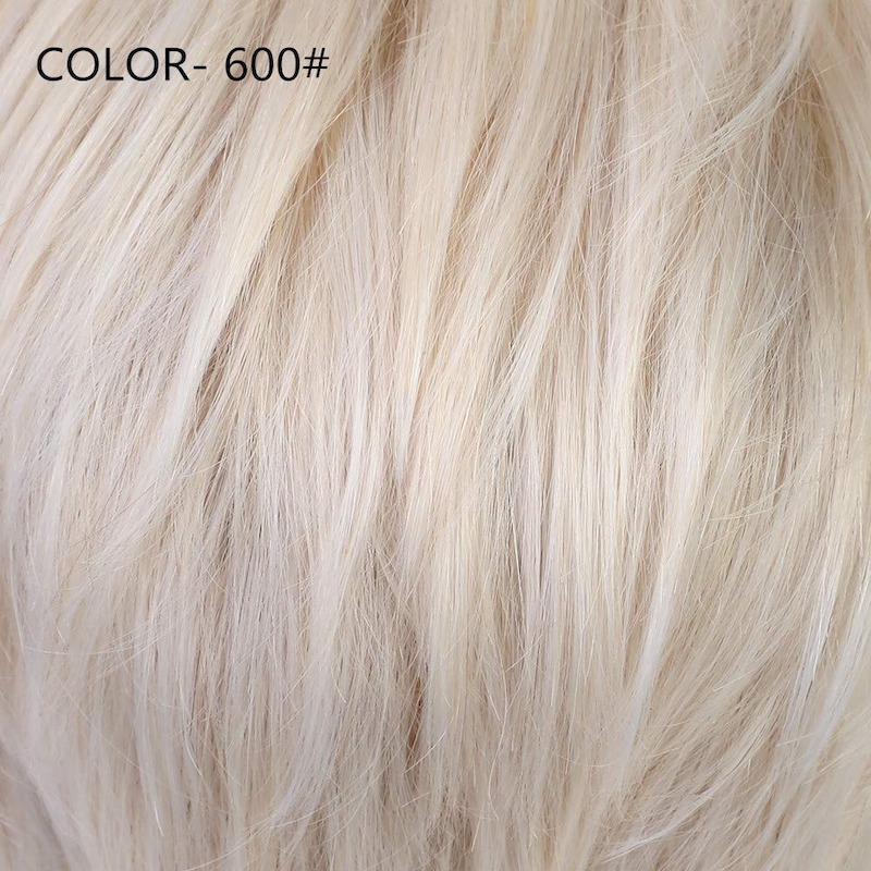Korte platinablonde synthetische pruiken Pixie Cut pruik met pony