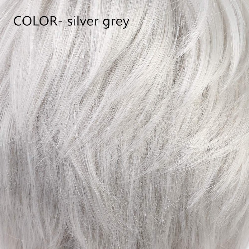 Korte zilvergrijze haarpruiken voor vrouwen Blend Pixie Cut-pruik met knal