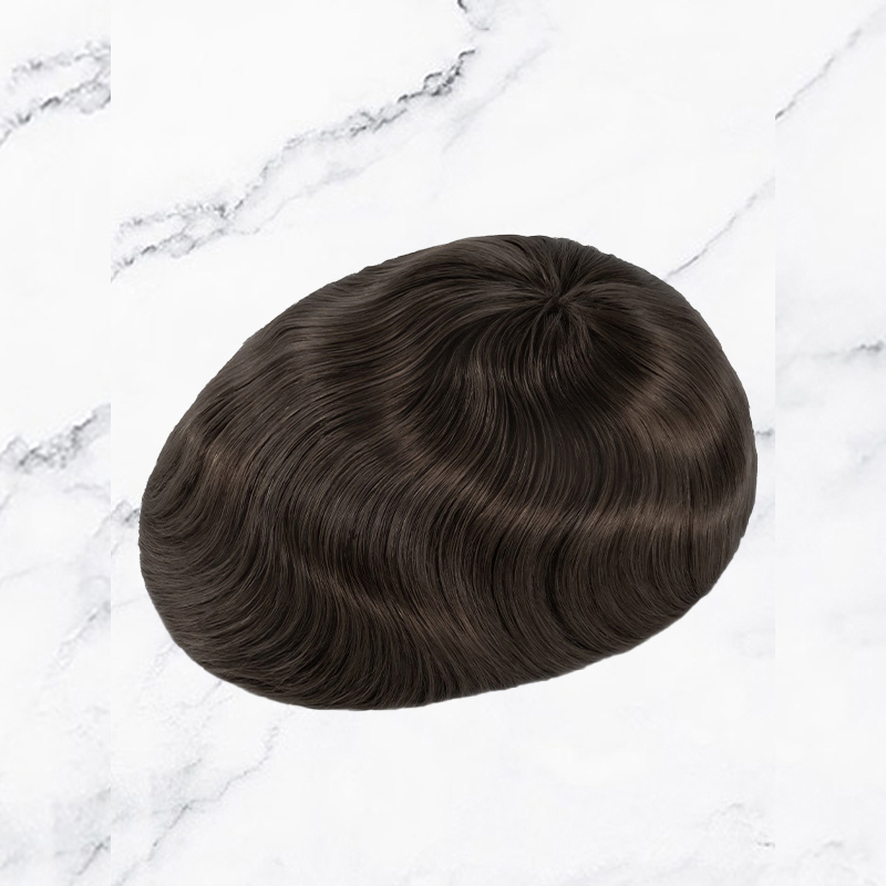 Stock Toupetje Haarstuk Fine Mono met PU Omtrek en Cut Way Back Design