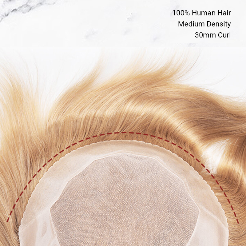 Stock Toupetje Haarstuk Fine Mono met PU Omtrek en Cut Way Back Design