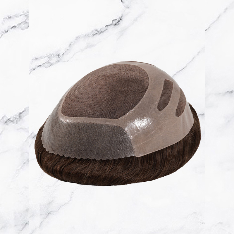Stock Toupetje Haarstuk Fine Mono met PU Omtrek en Cut Way Back Design