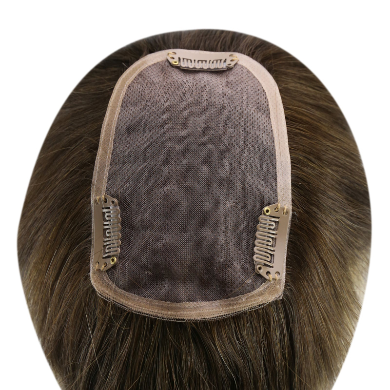 Virgin Hair Toppers 3x5 Inch Lace Base Haarstukje voor vrouwen Balayage #4/27/4